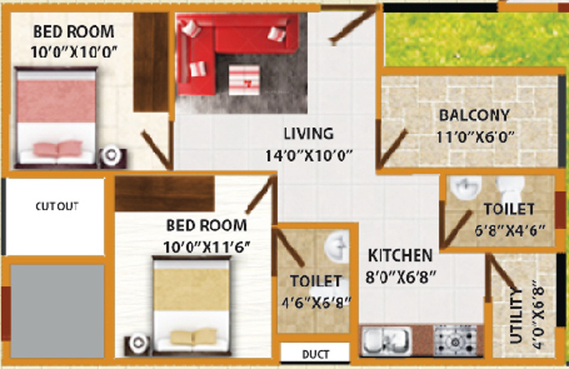 DS DSMAX SMART NEST (2BHK+2T (917 sq ft) 917 sq ft)