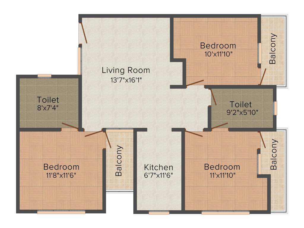 Aftek Greens (3BHK+2T (1,350 sq ft) 1350 sq ft)