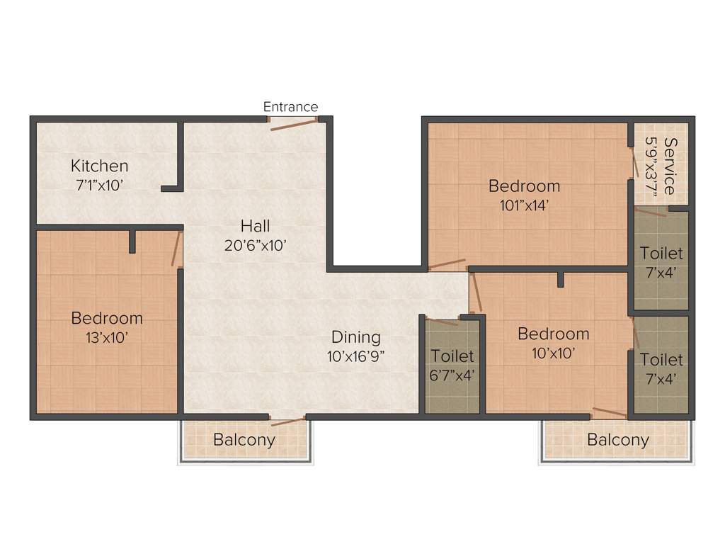 VGK Divine Light (3BHK+3T (1,235 sq ft) 1235 sq ft)