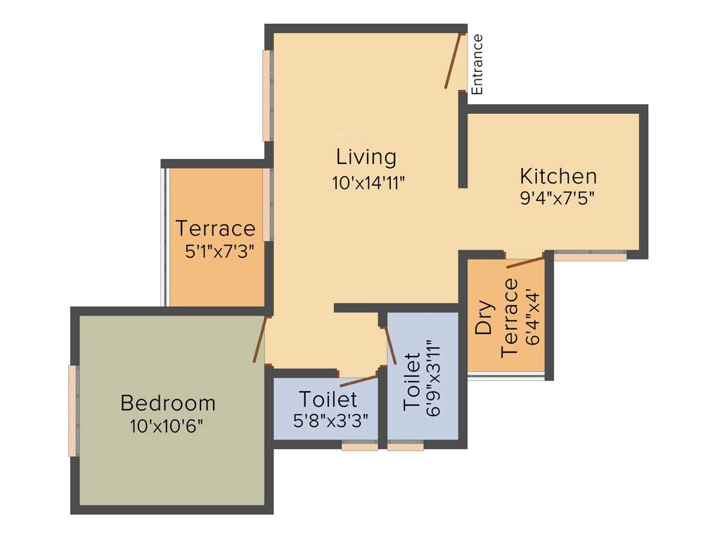 Sara Metroville (1BHK+1T (618 sq ft) 618 sq ft)