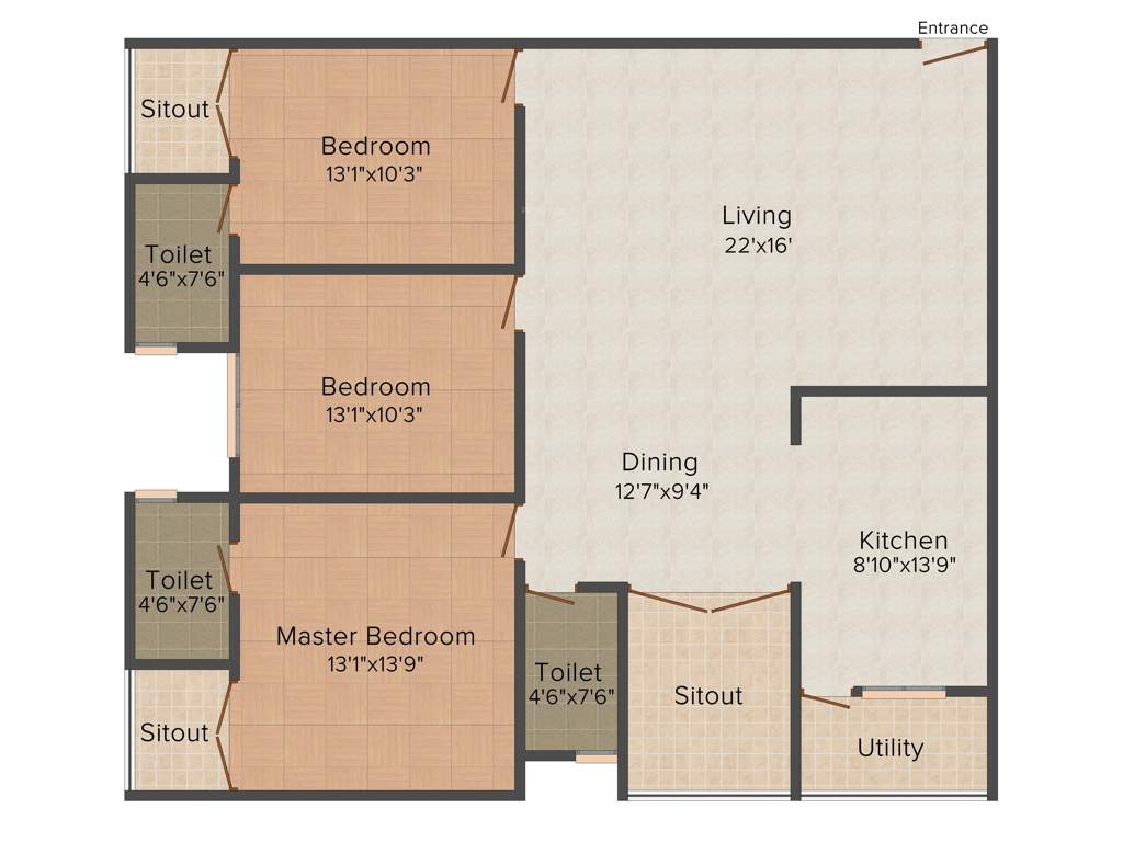 Vmaks Heights (3BHK+3T (1,836 sq ft) 1836 sq ft)
