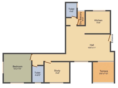 Prakruti Palladium (2BHK+2T (957 sq ft) 957 sq ft)
