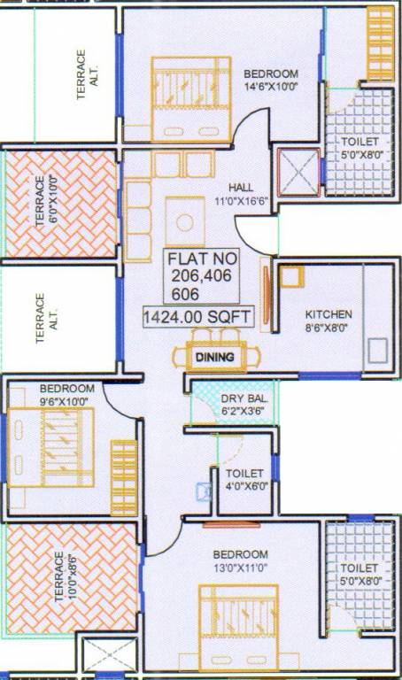 Prakruti Palladium (3BHK+3T (1,424 sq ft) 1424 sq ft)