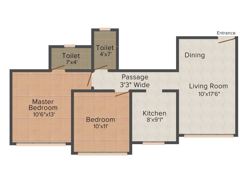 Raheja Ridgewood (2BHK+2T (622 sq ft) 622 sq ft)