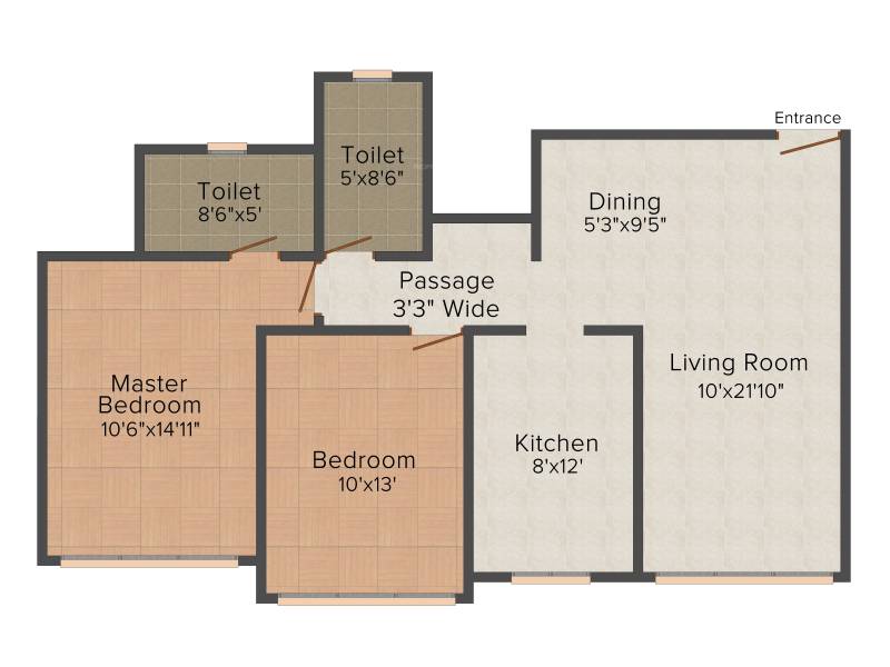 Raheja Ridgewood (2BHK+2T (800 sq ft) 800 sq ft)