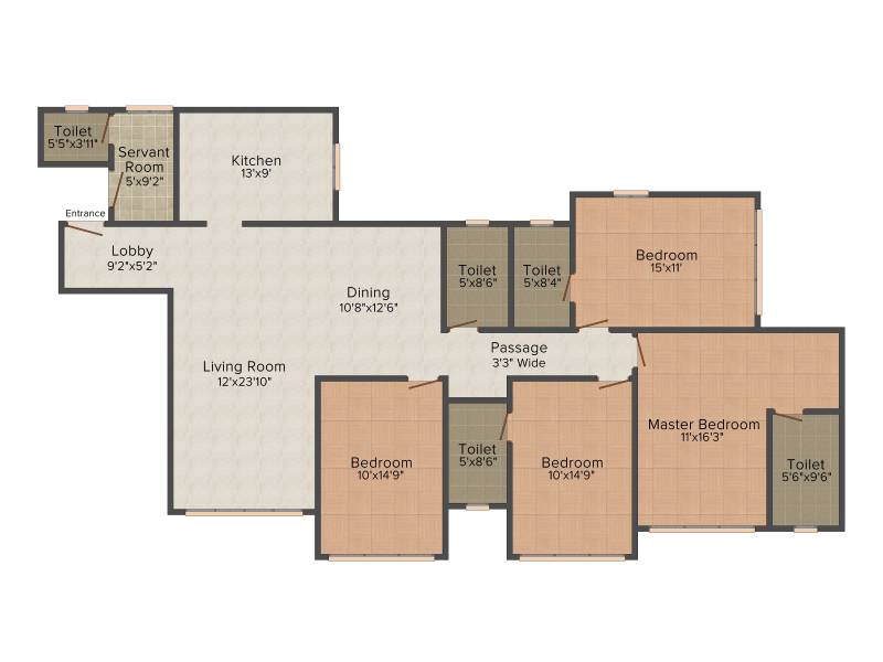 Raheja Ridgewood (4BHK+4T (1,590 sq ft) + Servant Room 1590 sq ft)