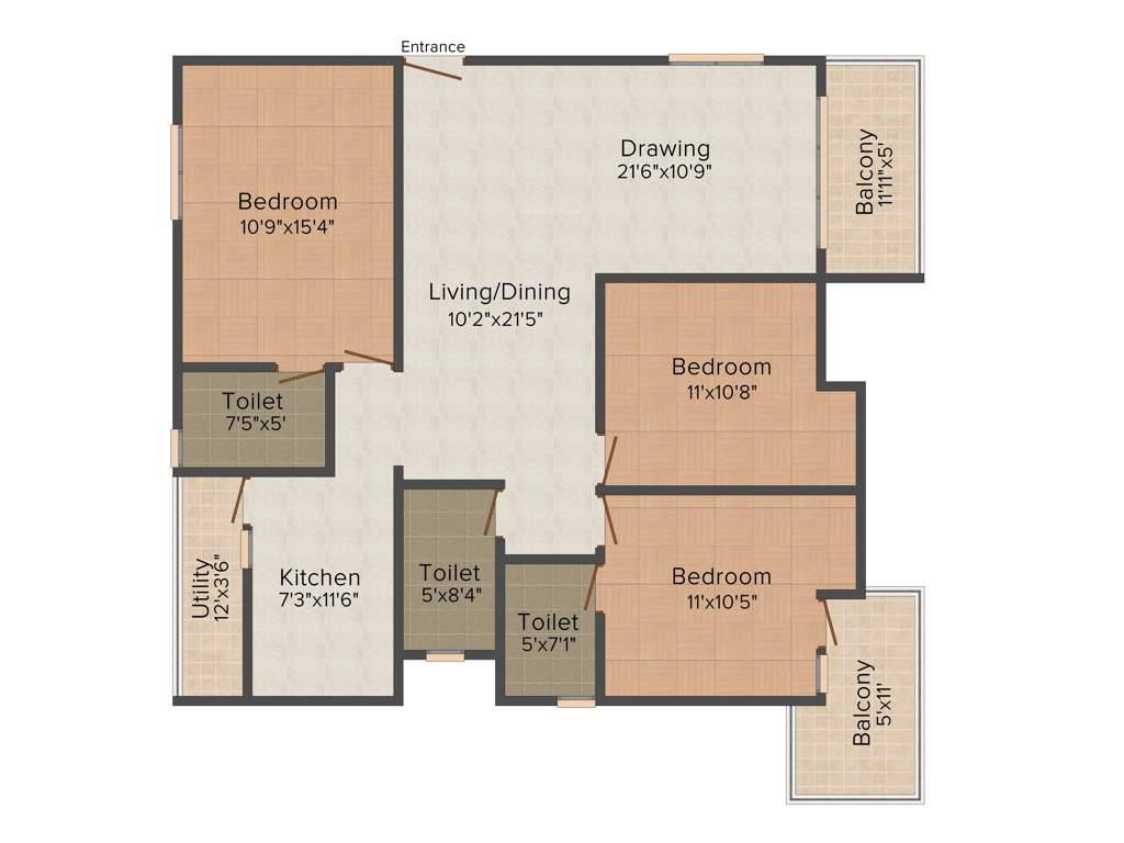 Saibya Senary (3BHK+3T (1,517 sq ft) 1517 sq ft)