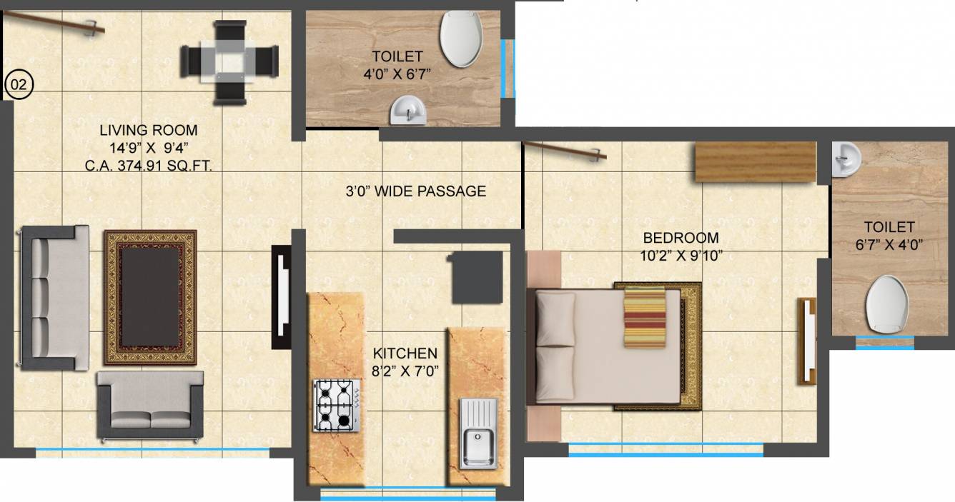 Vijay Swapnapurti (1BHK+2T (603 sq ft) 603 sq ft)