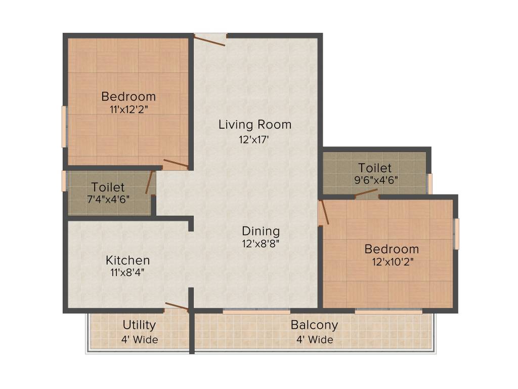 Pioneer Evoque (2BHK+2T (1,176 sq ft) 1176 sq ft)