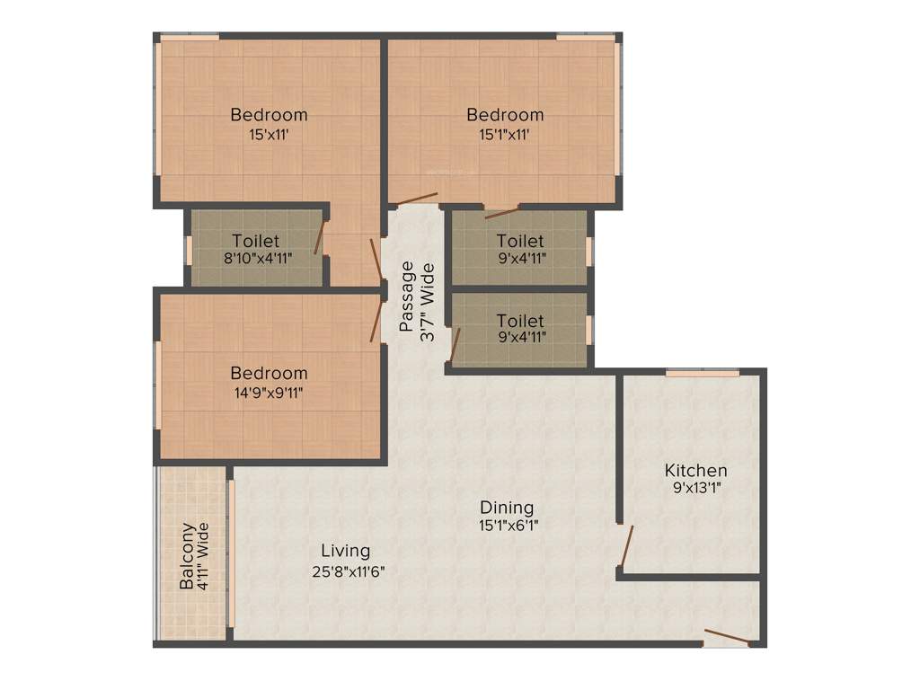 Raheja Vistas (3BHK+3T (1,299 sq ft) 1299 sq ft)