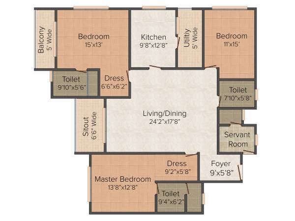 Adarsh Citrine (3BHK+3T (2,225 sq ft) Servant Room 2225 sq ft) Adarsh Citrine (3BHK+3T (2,225 sq ft) Servant Room 2225 sq ft)