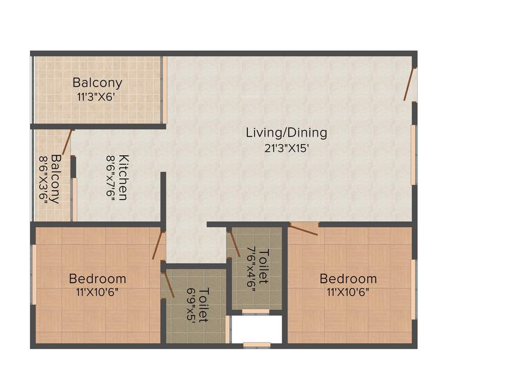 Adithya Garden (2BHK+2T (1,085 sq ft) 1085 sq ft)