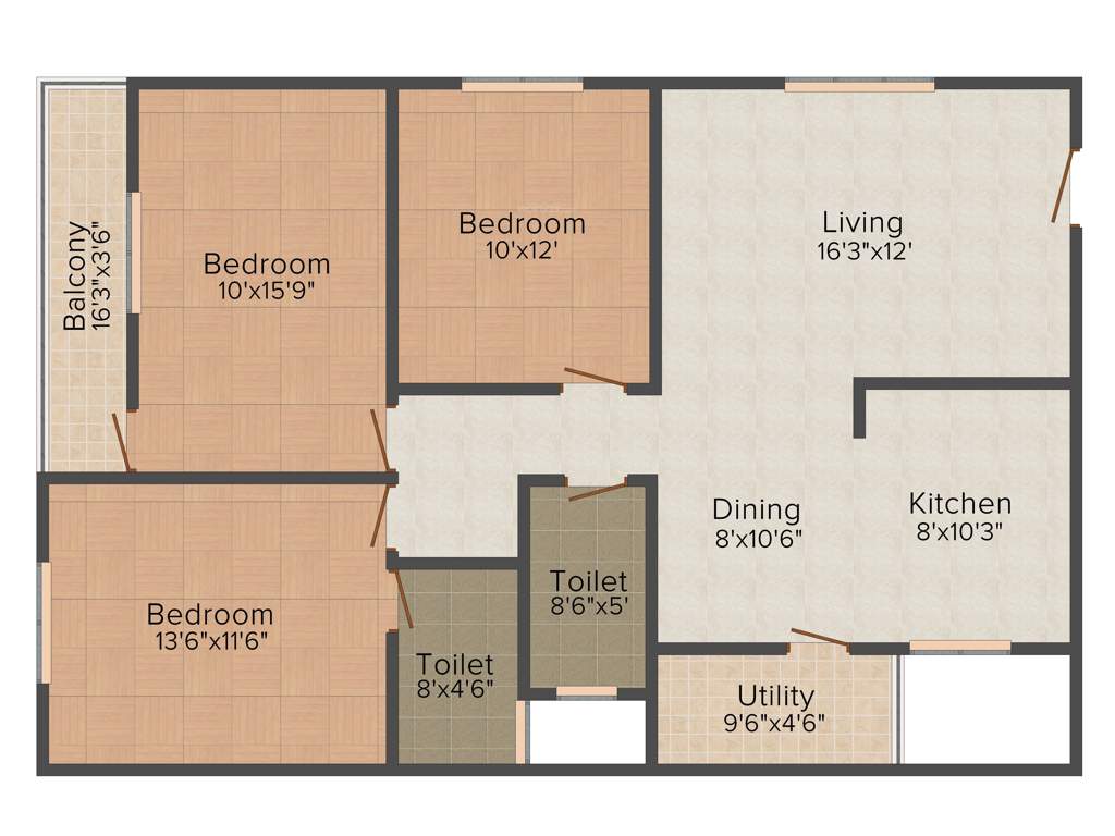 Adithya Garden (3BHK+2T (1,385 sq ft) 1385 sq ft)