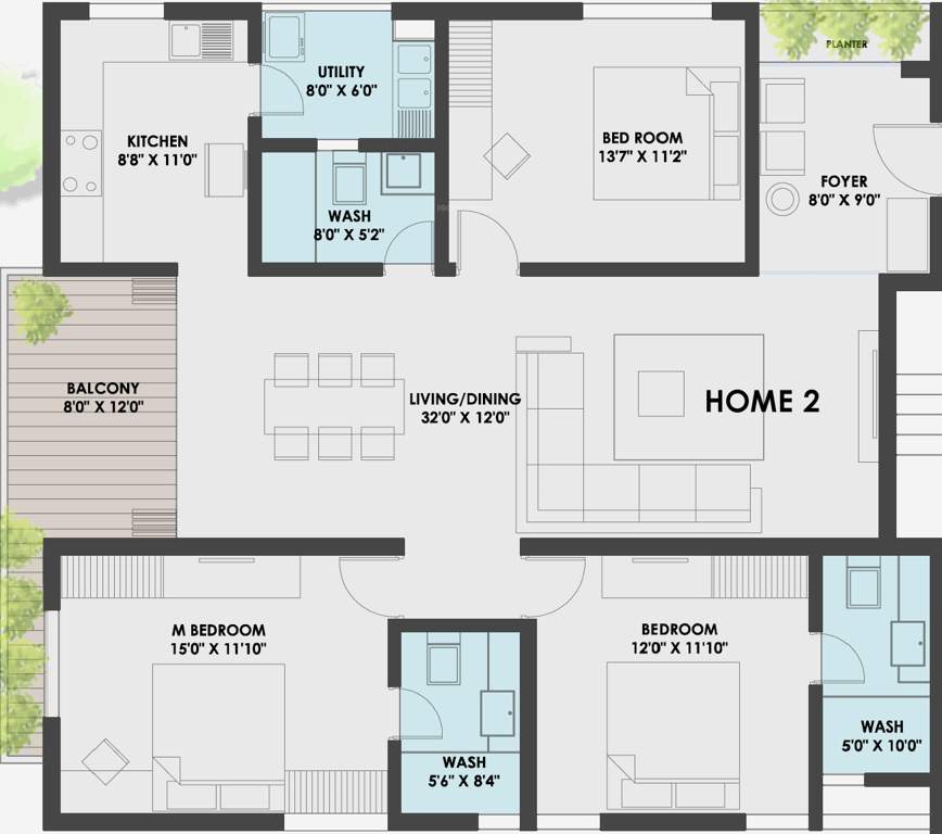 Shri Aviar (3BHK+3T (1,955 sq ft) 1955 sq ft)