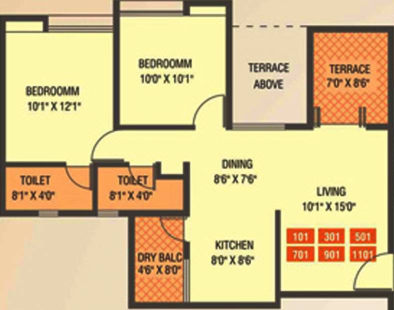 Zenith Utsav Residency (2BHK+2T (960 sq ft) 960 sq ft)
