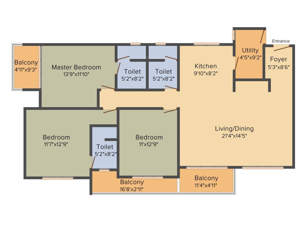 Windsor Troika (3BHK+3T (1,745 sq ft) 1745 sq ft)