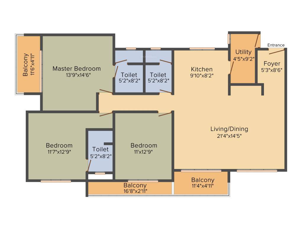 Windsor Troika (3BHK+3T (1,814 sq ft) 1814 sq ft)