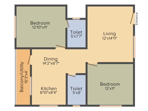Kumari Ferns (2BHK+2T (1,090 sq ft) 1090 sq ft) Kumari Ferns (2BHK+2T (1,090 sq ft) 1090 sq ft)