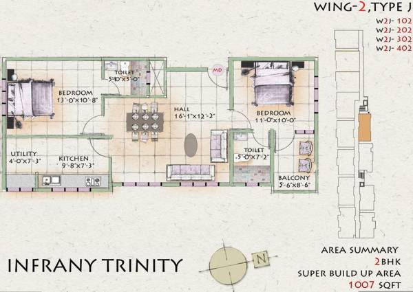 Infrany Trinity (2BHK+2T (1,007 sq ft) 1007 sq ft)