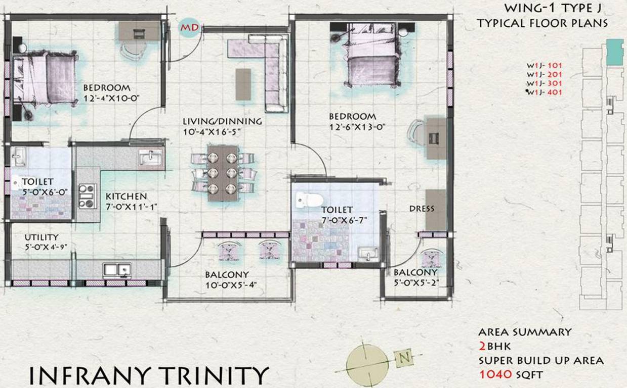 Infrany Trinity (2BHK+2T (1,040 sq ft) 1040 sq ft)