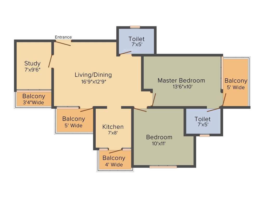 Patel Neo Town (2BHK+2T (1,135 sq ft) + Study Room 1135 sq ft)