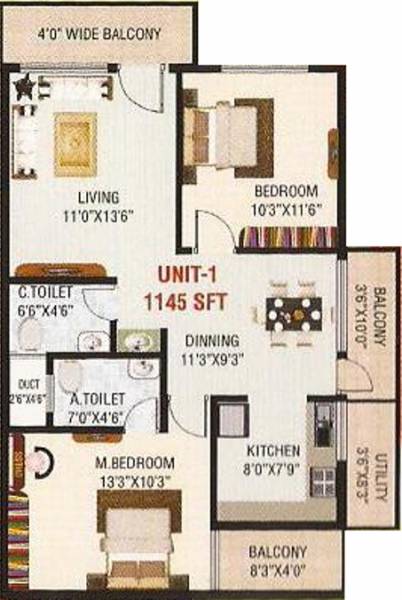i1 Tulasi Premier (2BHK+2T (1,145 sq ft) 1145 sq ft) i1 Tulasi Premier (2BHK+2T (1,145 sq ft) 1145 sq ft)