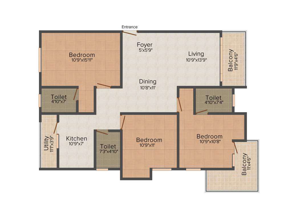 Saibya Sterling (3BHK+3T (1,522 sq ft) 1522 sq ft)