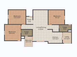 Nakshatra Celestia (3BHK+2T (1,400 sq ft) 1400 sq ft)