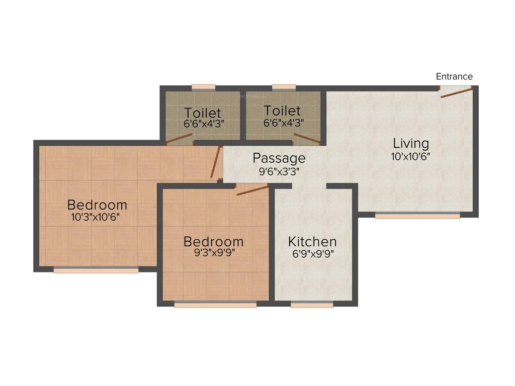 Heena Gokul Valley (2BHK+2T (1,105 sq ft) 1105 sq ft)