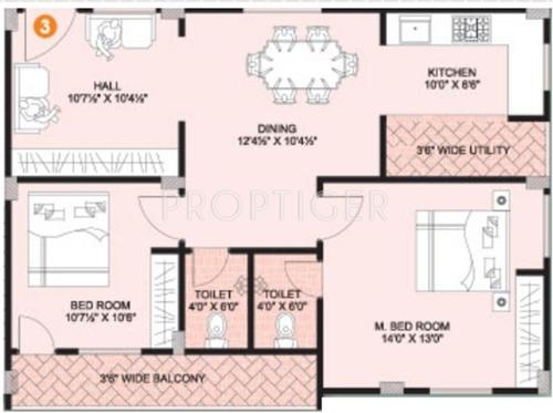 Vijay Comfort (2BHK+2T (1,080 sq ft) 1080 sq ft)