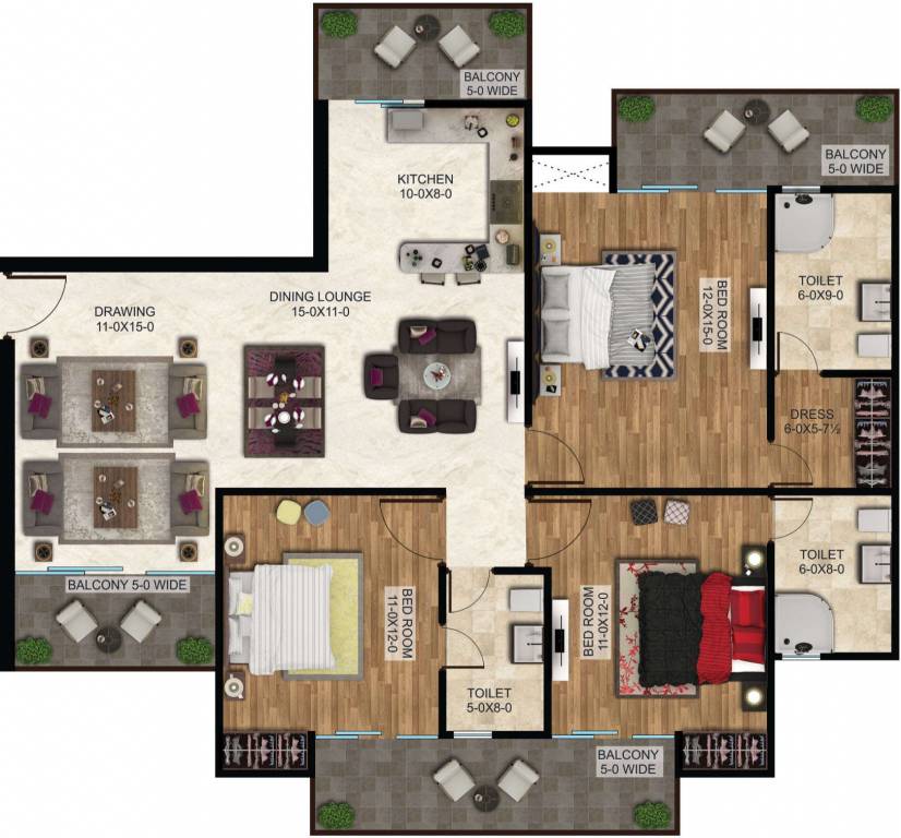 The Antriksh The Golf Address (3BHK+3T (1,858 sq ft) 1858 sq ft)