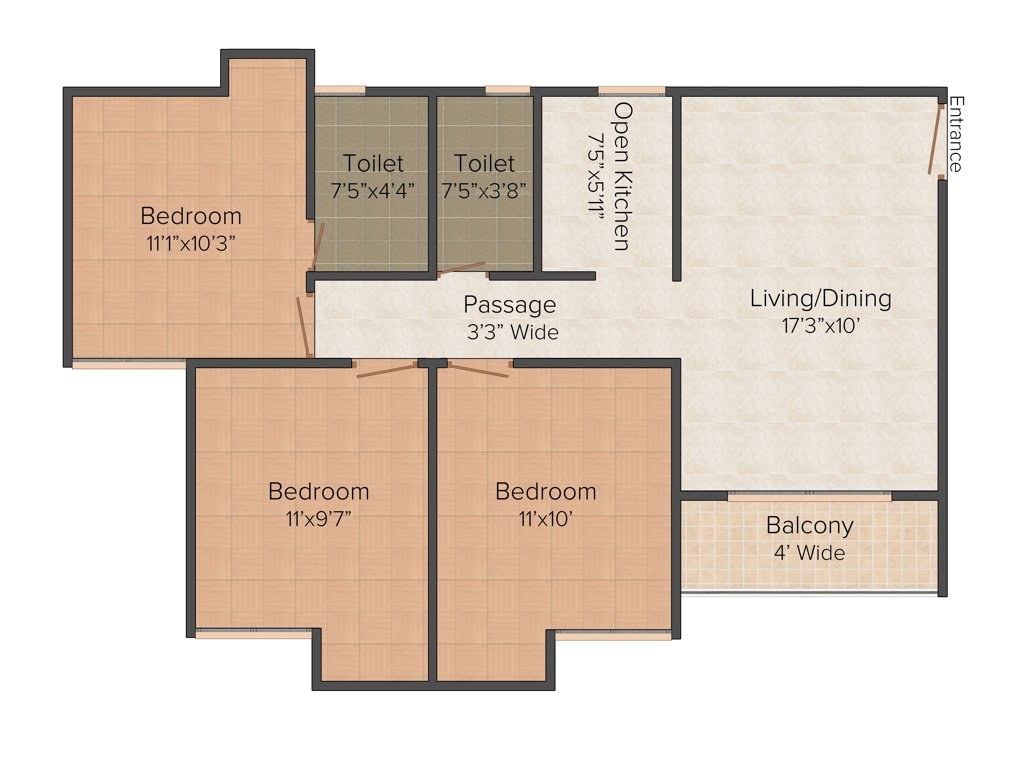 Purti Planet (3BHK+2T (1,124 sq ft) 1124 sq ft)