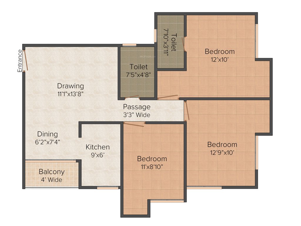 Purti Planet (3BHK+2T (1,164 sq ft) 1164 sq ft)