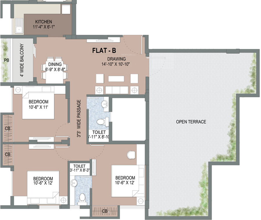 Purti Planet (3BHK+2T (1,657 sq ft) 1657 sq ft)