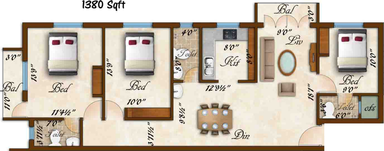 Rams Sarovar (3BHK+3T (1,380 sq ft) 1380 sq ft) Rams Sarovar (3BHK+3T (1,380 sq ft) 1380 sq ft)