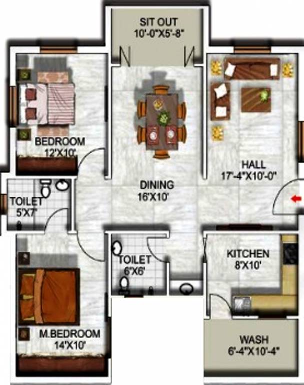 Vijaya Oracle Ridge (2BHK+2T (1,280 sq ft) 1280 sq ft)