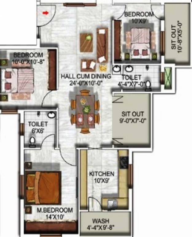Vijaya Oracle Ridge (3BHK+2T (1,290 sq ft) 1290 sq ft)