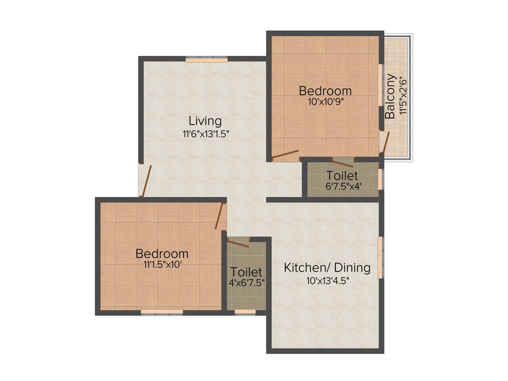Pratham Gayatri Indraprasth (2BHK+2T (820 sq ft) 820 sq ft)