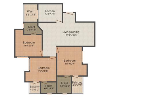 Infra Proxim (3BHK+3T (1,412 sq ft) 1412 sq ft) Infra Proxim (3BHK+3T (1,412 sq ft) 1412 sq ft)