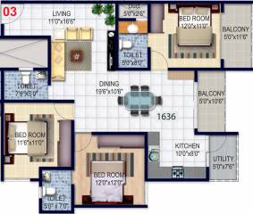 Isha Misty Green (3BHK+3T (1,636 sq ft) 1636 sq ft) Isha Misty Green (3BHK+3T (1,636 sq ft) 1636 sq ft)