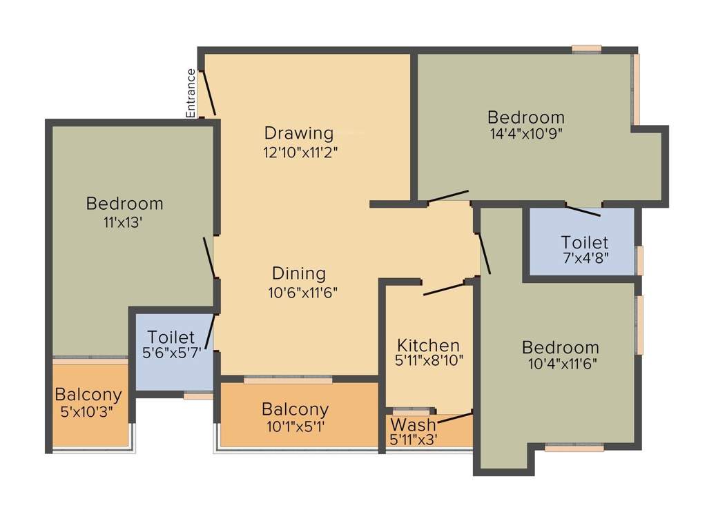 PS Palm Springs (3BHK+2T (1,481 sq ft) 1481 sq ft)