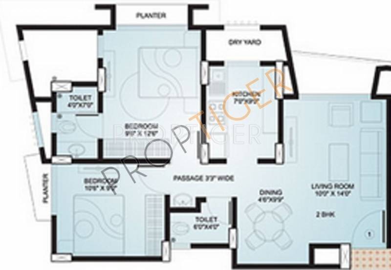 Kanakia Spaces Ananta Floor Plan (2BHK+2T)