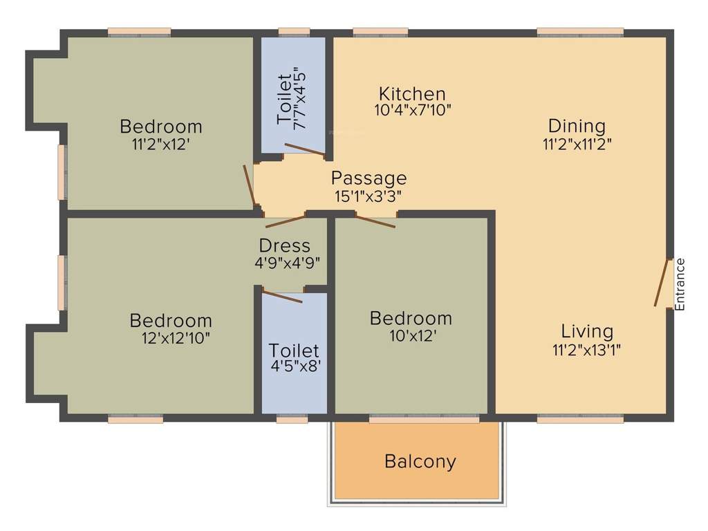 Sugam Habitat (3BHK+2T (1,421 sq ft) 1421 sq ft)