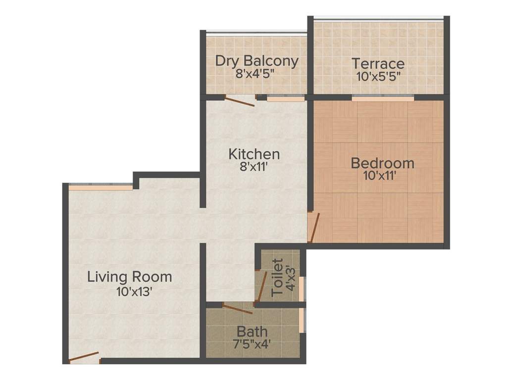 Bright El Castillo (1BHK+1T (638 sq ft) 638 sq ft)