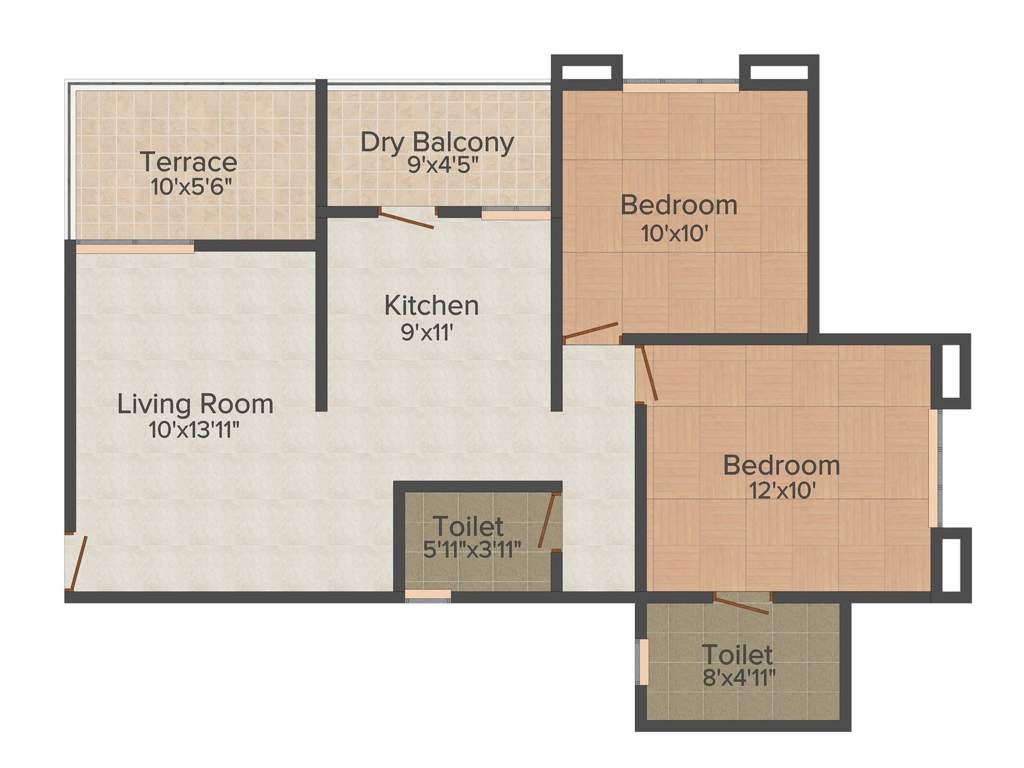 Bright El Castillo (2BHK+1T (883 sq ft) 883 sq ft)