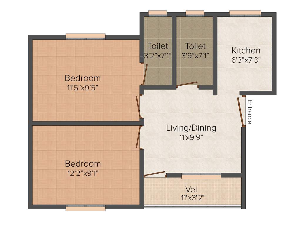 Dijendra Urmila Residency (2BHK+2T (769 sq ft) 769 sq ft)