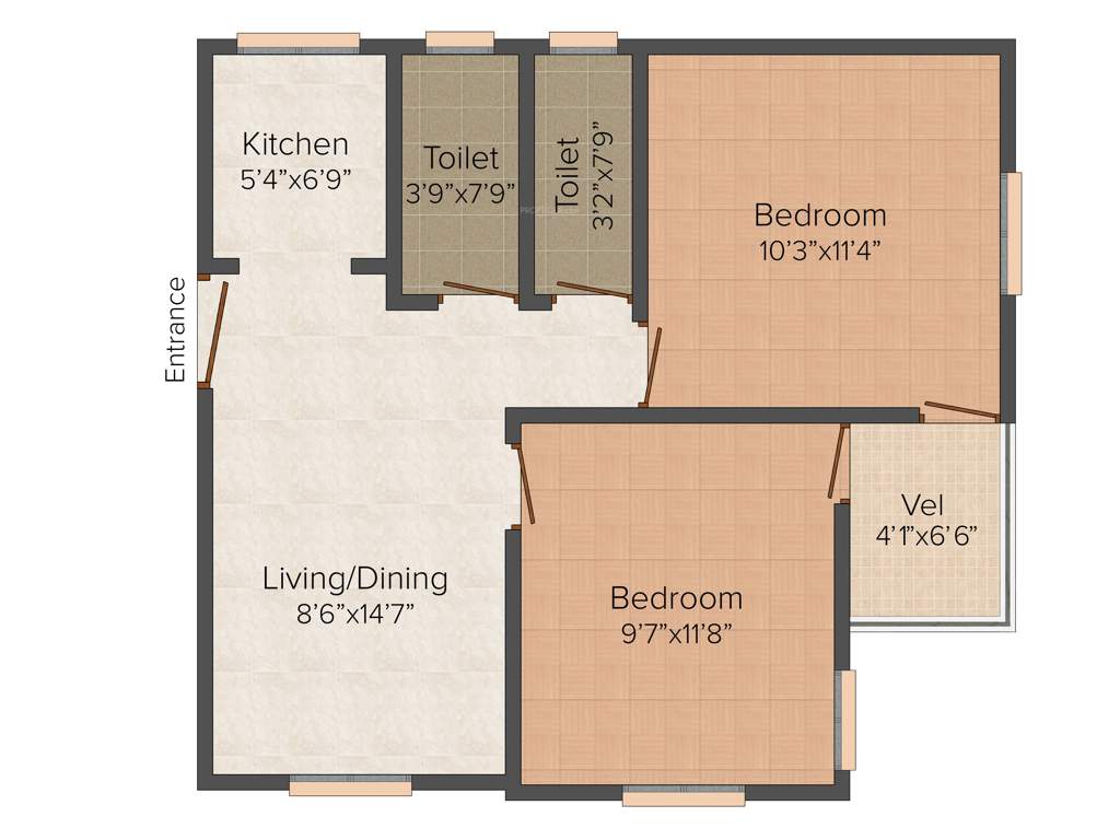 Dijendra Urmila Residency (2BHK+2T (836 sq ft) 836 sq ft)