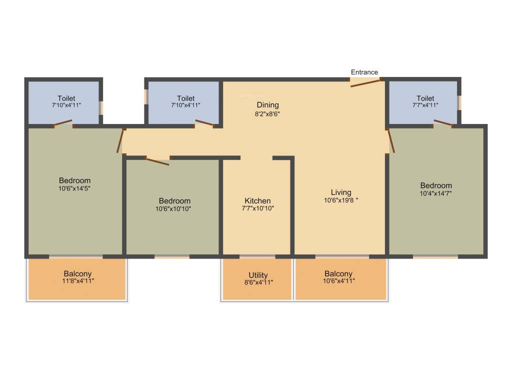 Milestone Grand (3BHK+3T (1,450 sq ft) 1450 sq ft)