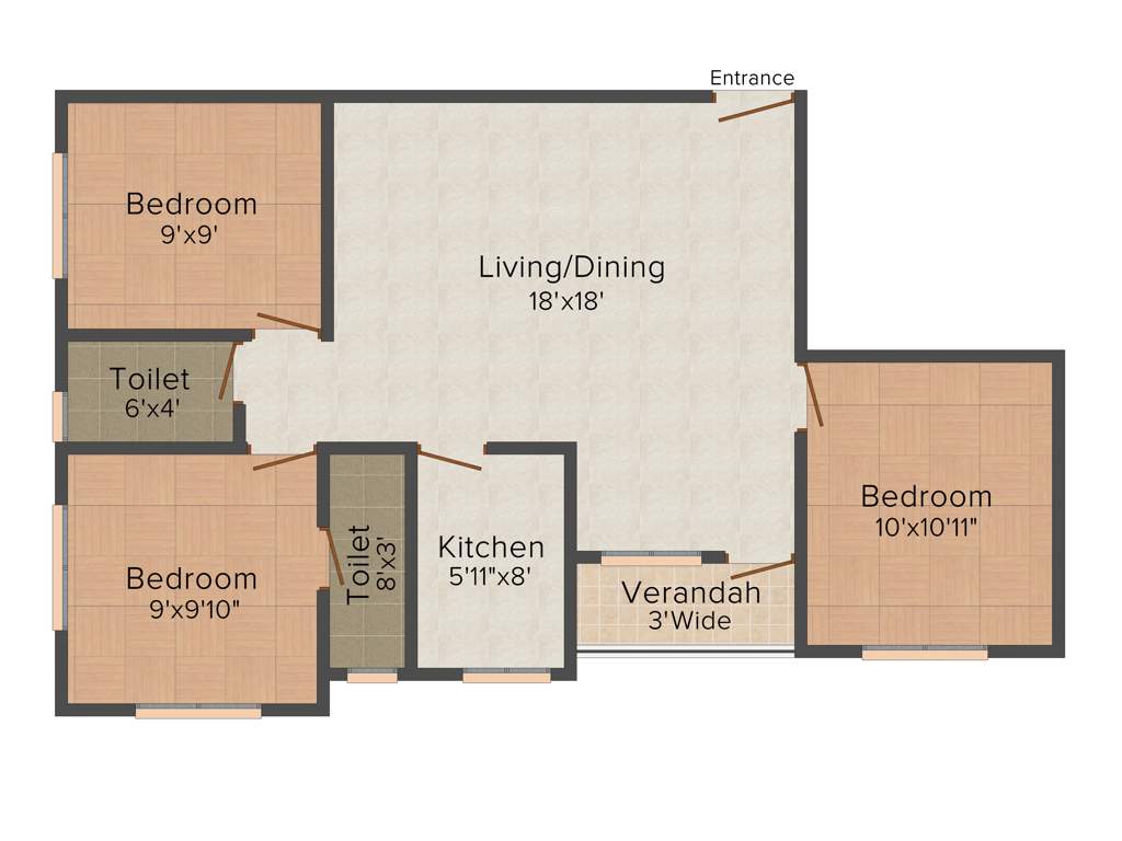 Pacific Madhuri (3BHK+2T (1,144 sq ft) 1144 sq ft)