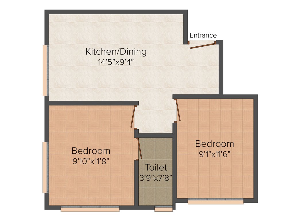 Pacific Rose (2BHK+1T (667 sq ft) 667 sq ft)
